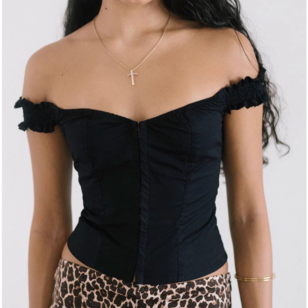 NWT DOVICA LACE TRIM CORSET TOP IN ADRENALINE Black Motel Rocks